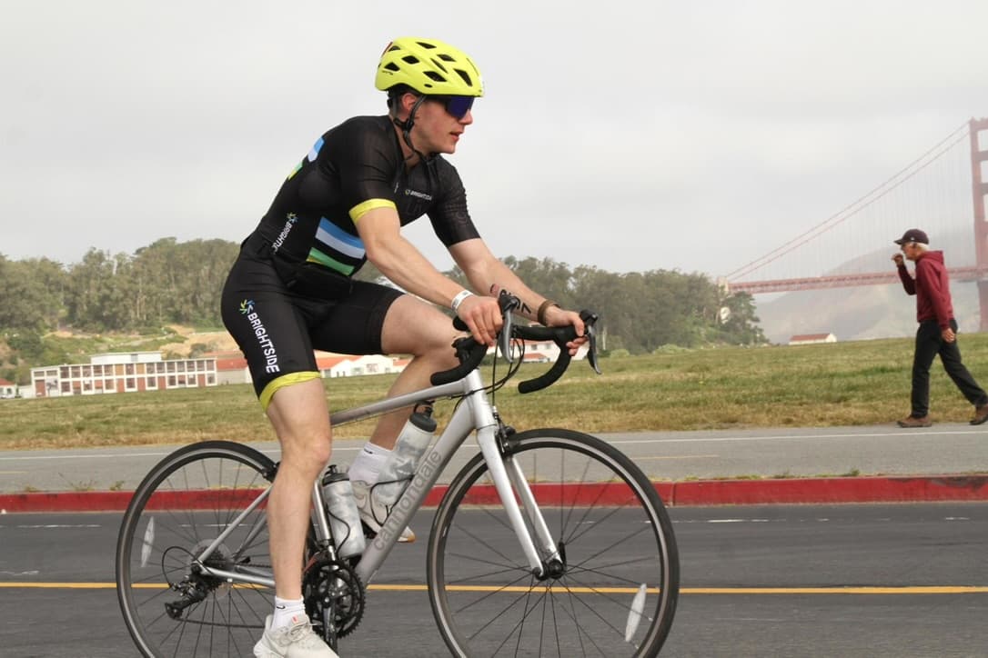 Biking with Golden Gate Bridge behind