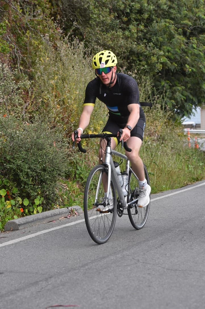 Biking uphill at Escape from Alcatraz