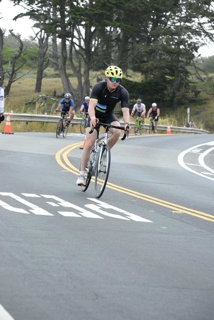 Biking through curves at Alcatraz tri
