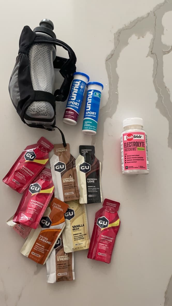 Marathon nutrition flat lay