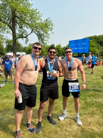 Friends with medals at Chicago Half