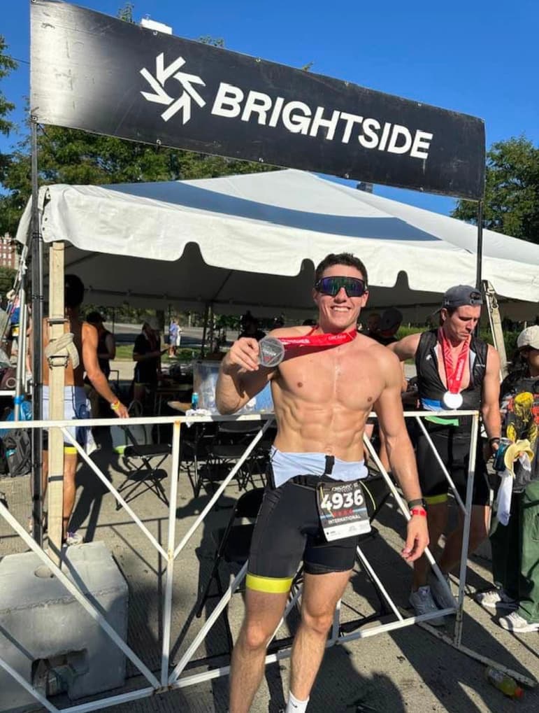 Medal pose at Brightside tent
