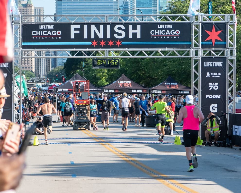 Chicago Tri finish arch wide shot