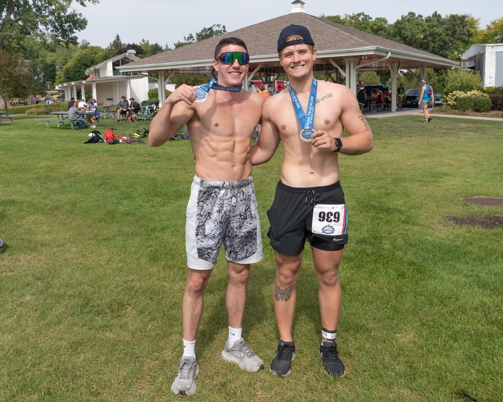 Post-race with friend at Lake Geneva
