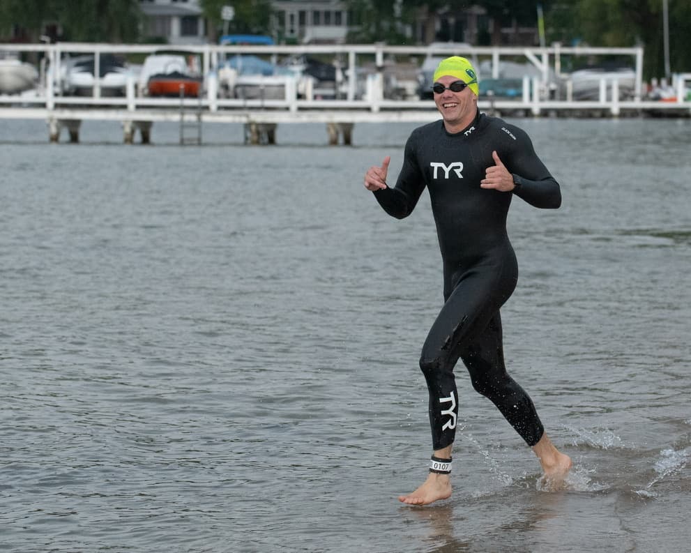 Swim exit close-up at Lake Geneva