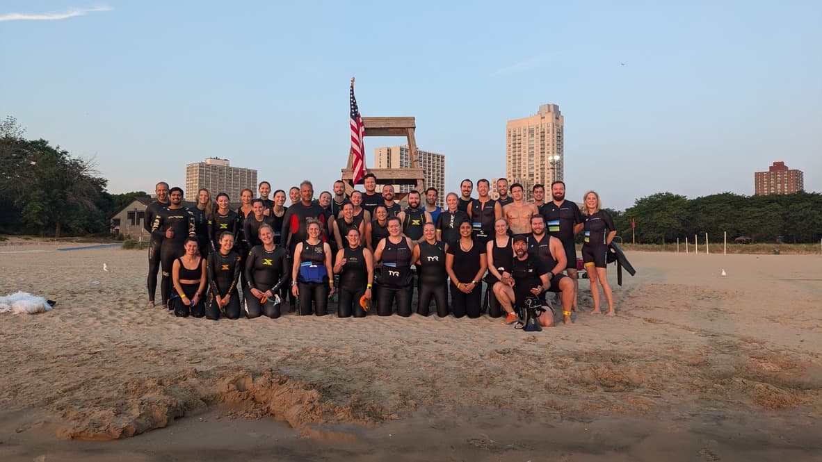 Swim group on beach